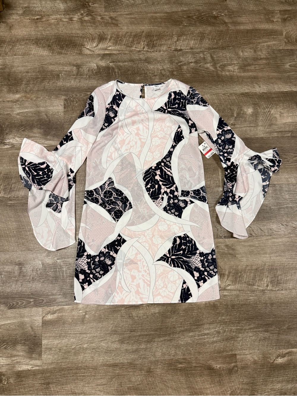 Bar III Pink Abstract Bell-Sleeve Tunic